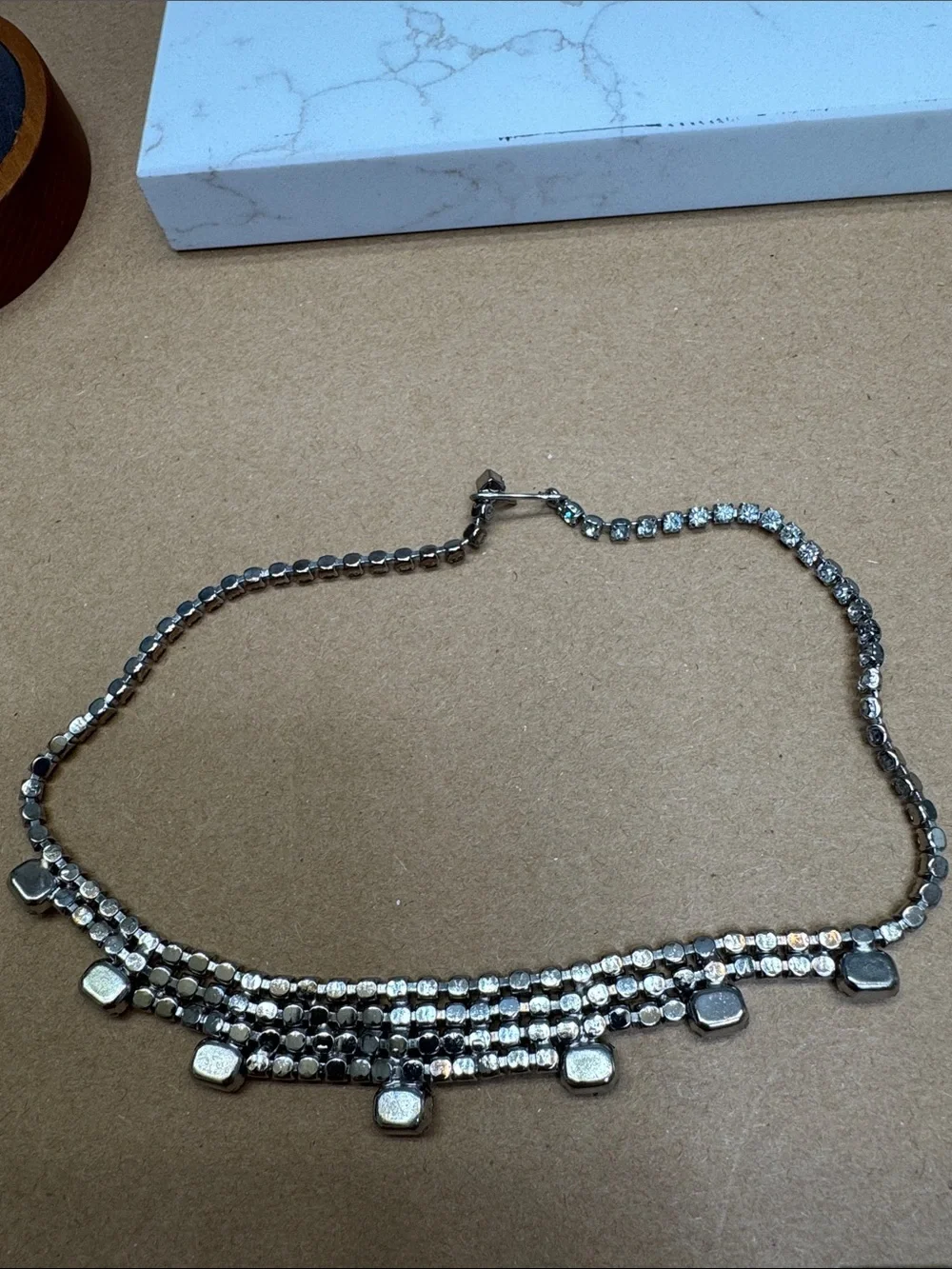 Vintage  2 Silver-toned Crystal Statement Necklaces - Elegant Bride Jewelry